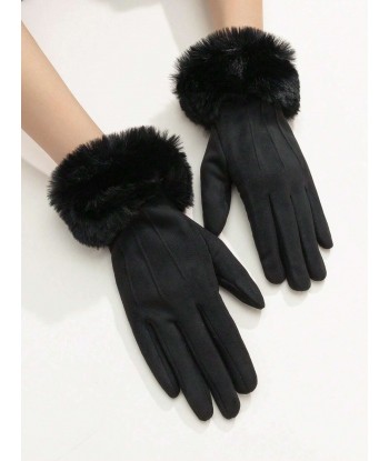 Elegant suede gloves with...