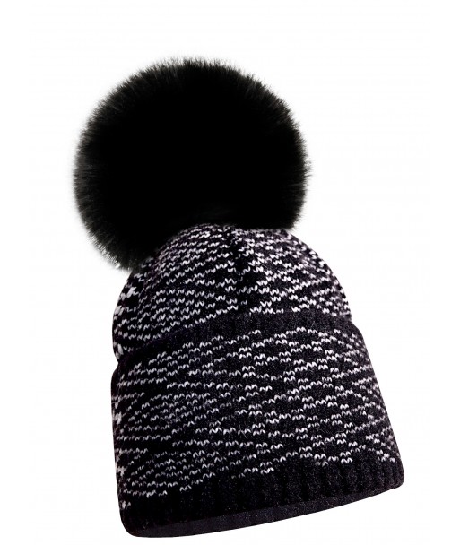 Justine wełniana zimowa czapka damska z pomponem króliczym Justine wełniana zimowa czapka damska z pomponem króliczym